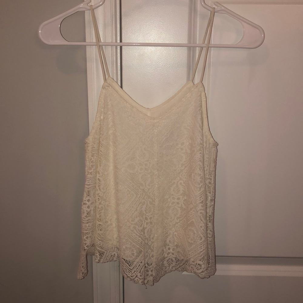 American Eagle White Crochet Tank Top